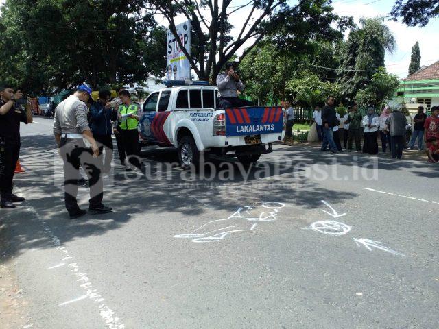 IMG-20181219-WA0131 Polisi Satlantas Polres Malang Kota melakukan reka ulang kecelakaan Briptu Dodik Restu Purnomo anggota Patwal Polres Mojokerto