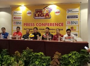Psywar antar tim peserta Final Four Putaran Kedua Proliga 2019 di GOR Ken Arok Malang mulai hangat.