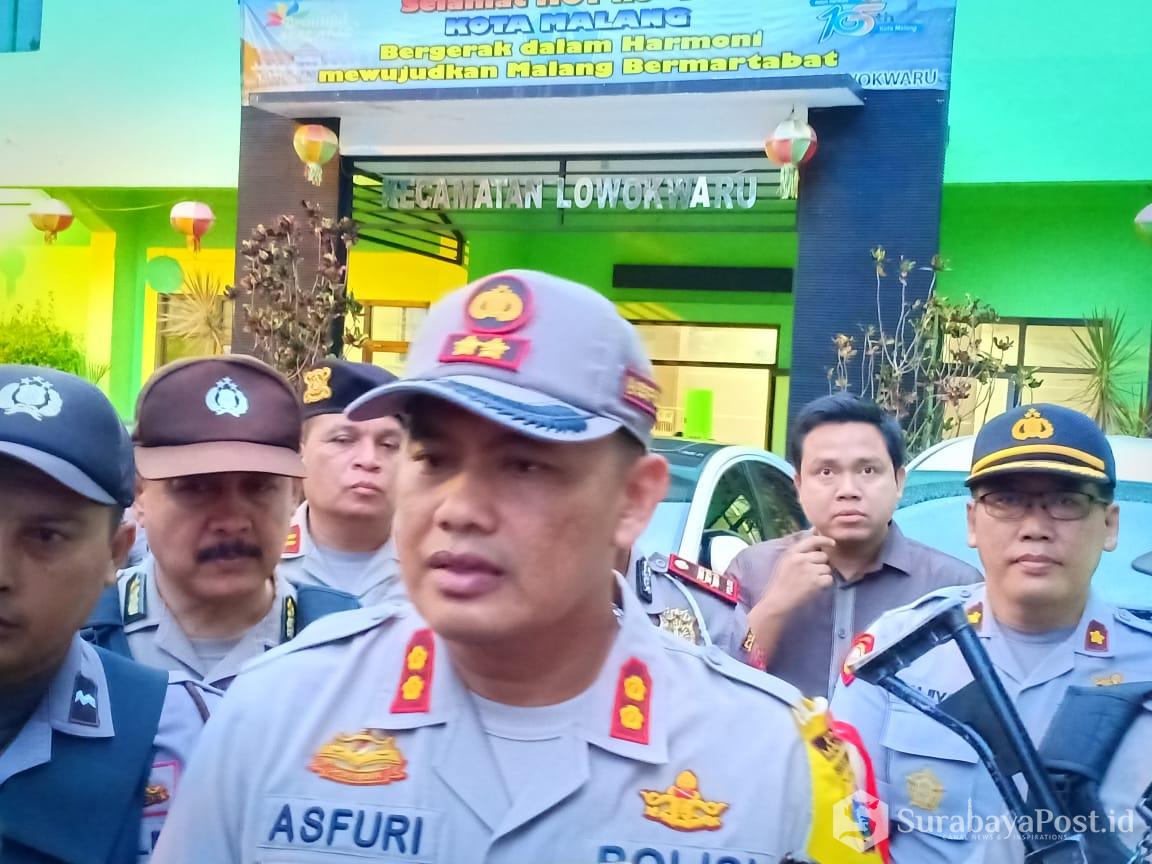 Kapolres Malang Kota, AKBP Asfuri saat memberikan keterangan pers.
