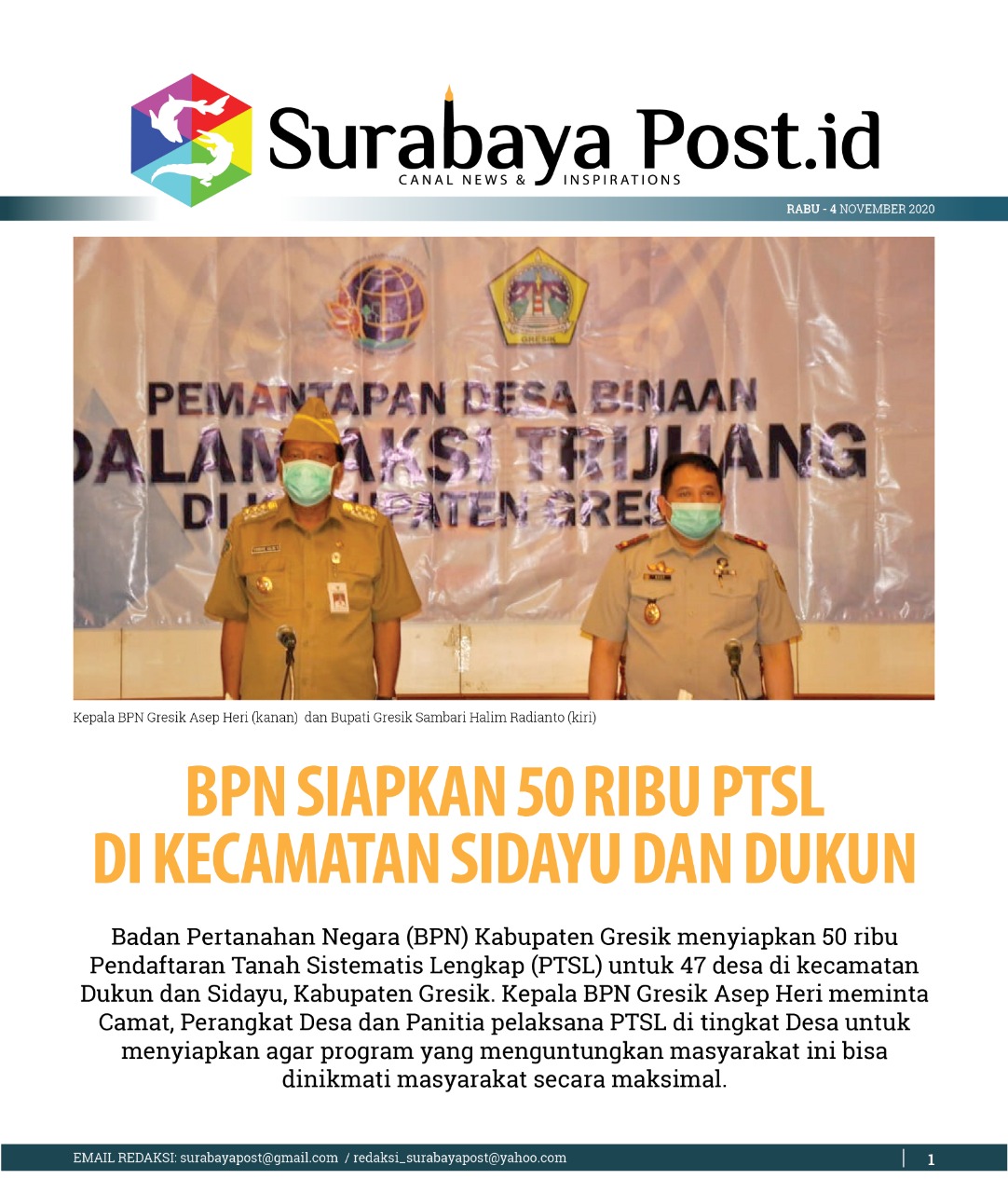BPN Siapkan 50 Ribu PTSL Di Kecamatan Sidayu dan Dukun