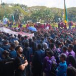 Ribuan peserta aksi Unras dari BEM Malang Raya didepan Gedung DPRD Kota Malang, berlangsung tertib dan kondusif 1