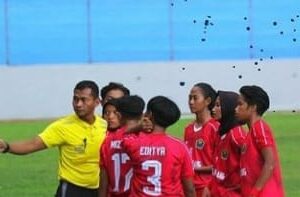 Tim sepak bola putri Kota Malang saat berlaga di Porprov VII Jatim 2022 (ist)