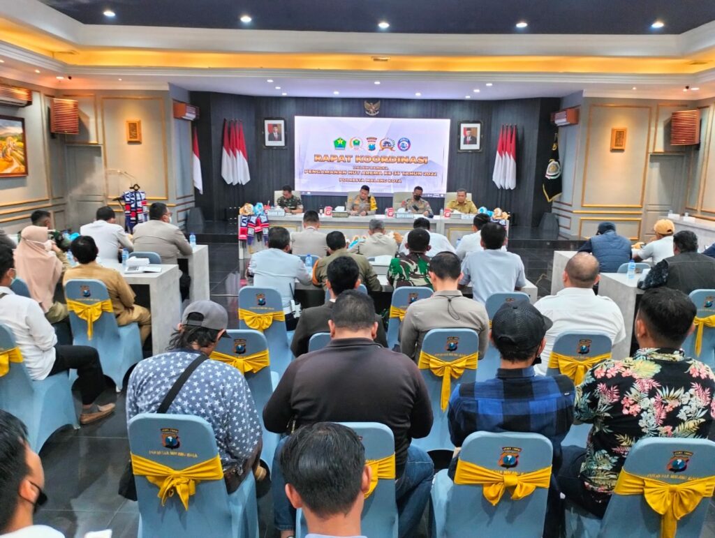 Kapolresta Malang Kota, Kombes Pol Budi Hermanto memimpin jalannya rapat kordinasi keamanan jelang HUT Arema_