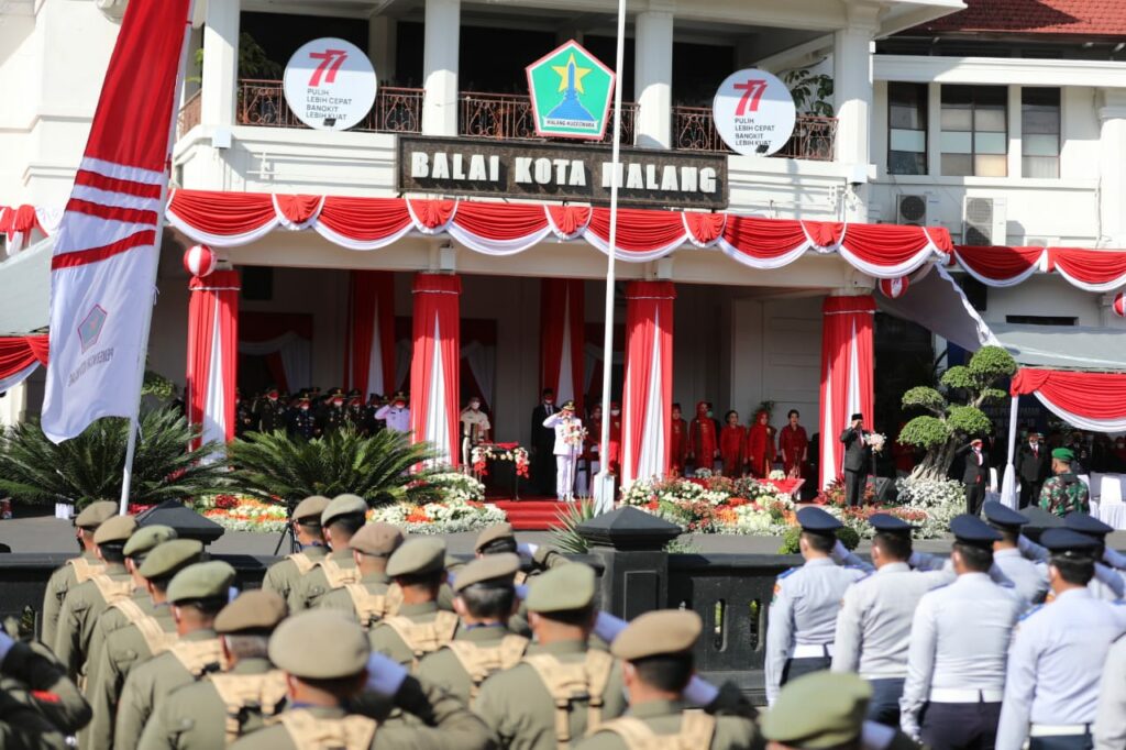 Upacara HUT Kemerdekaan RI ke-77 di Balaikota Malang (ist)