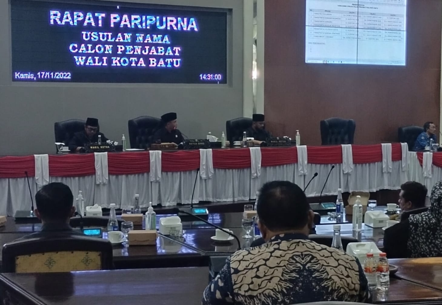 Rapat Paripurna usulan nama calon pejabat Walikota Batu