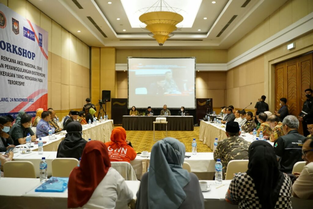 Workshop Diseminasi Rencana Aksi Nasional Pencegahan dan Penanggulangan Ekstremisme Berbasis Kekerasan Yang Mengarah pada Terorisme, Kamis (24/11/2022).