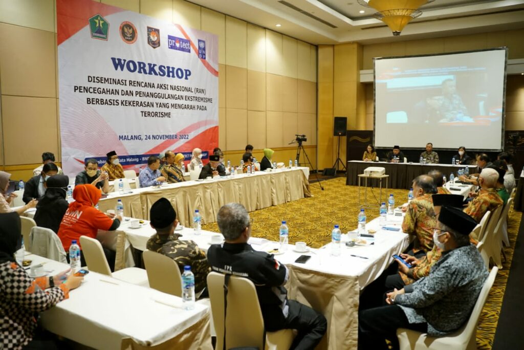 Workshop Diseminasi Rencana Aksi Nasional Pencegahan dan Penanggulangan Ekstremisme Berbasis Kekerasan Yang Mengarah pada Terorisme, Kamis (24/11/2022).