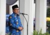 Walikota Malang, H Sutiaji memberikan sambutan saat menjadi inspektur upacara peringatan HUT Korpri, PGRI dan Hari Guru di halaman Balaikota Malang (ist)