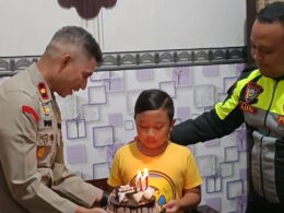 Momen Bahagia Alfiansyah di Usia 11 Tahun merayakan ulang tahun bersama keluarga besar Polresta Malang Kota (ist)