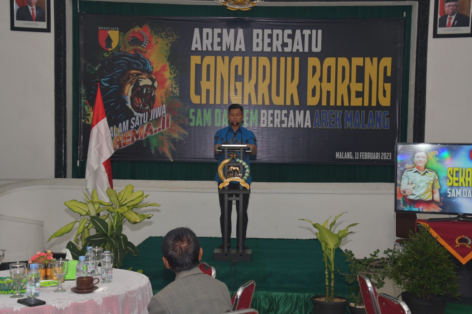 Danrem 083/Bdj, Kolonel Inf M.I. Gogor A.A memberikan sambutan dalam kegiatan Cangkruk Bareng Arek Malang. (istimewa)