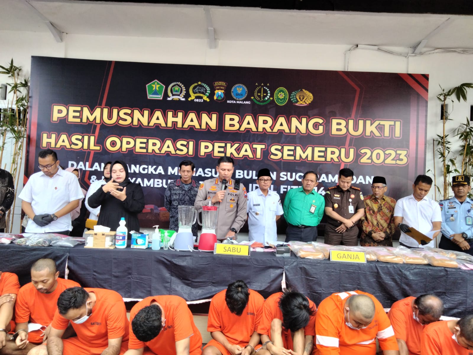 Konfrensi pers hasil operasi Pekat Semeru 2023 yang digelar Polresta Malang Kota