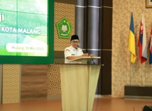 Walikota Malang, H Sutiaji saat memberikan pesan kepada calon jemaah haji tahun 2023 di Gedung Rektorat UIN Maliki Malang (ist)