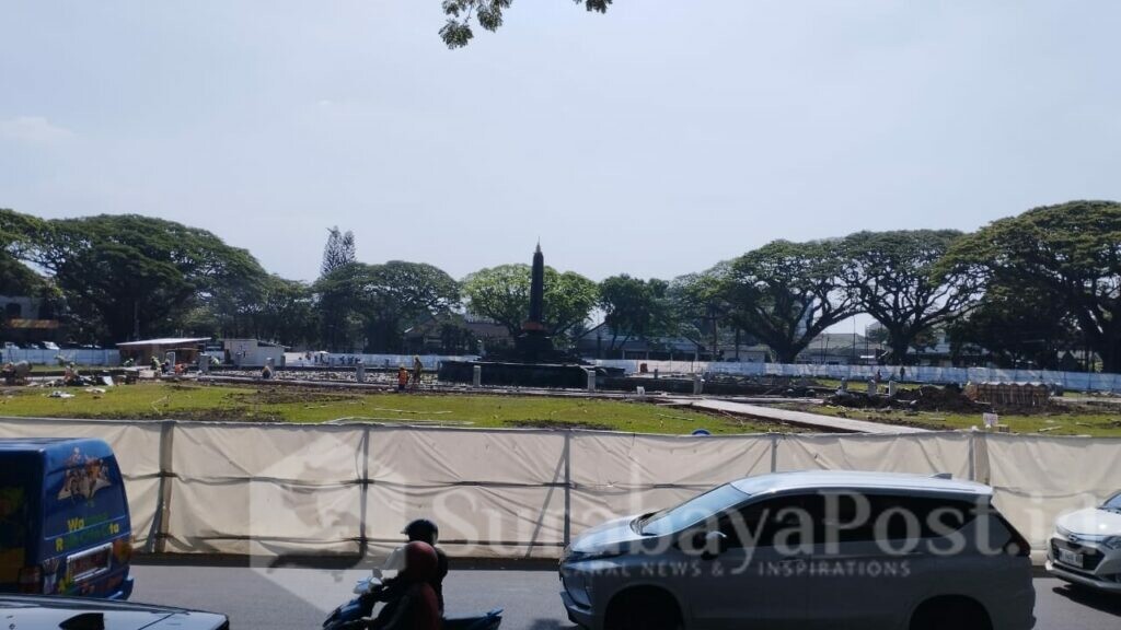 Pengerjaan revitalisasi alun alun tugu Kota Malang (ist)