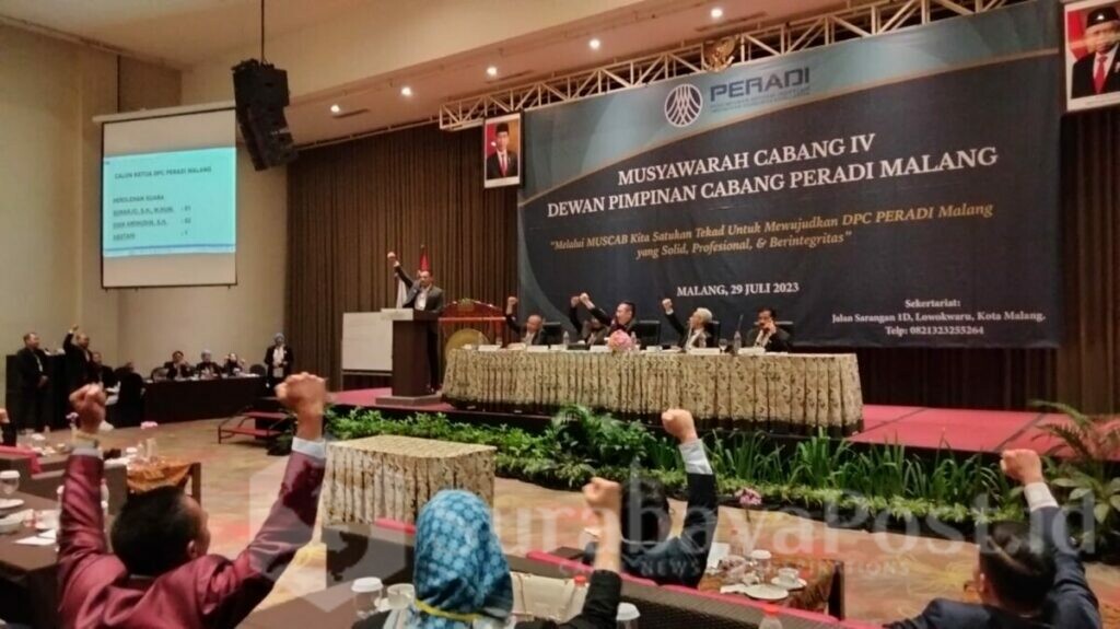 Terpilihnya Incumbent Dian Aminudin sebagai Ketua Peradi Malang periode 2023-2028 disambut sorak Sorai pendukungnya