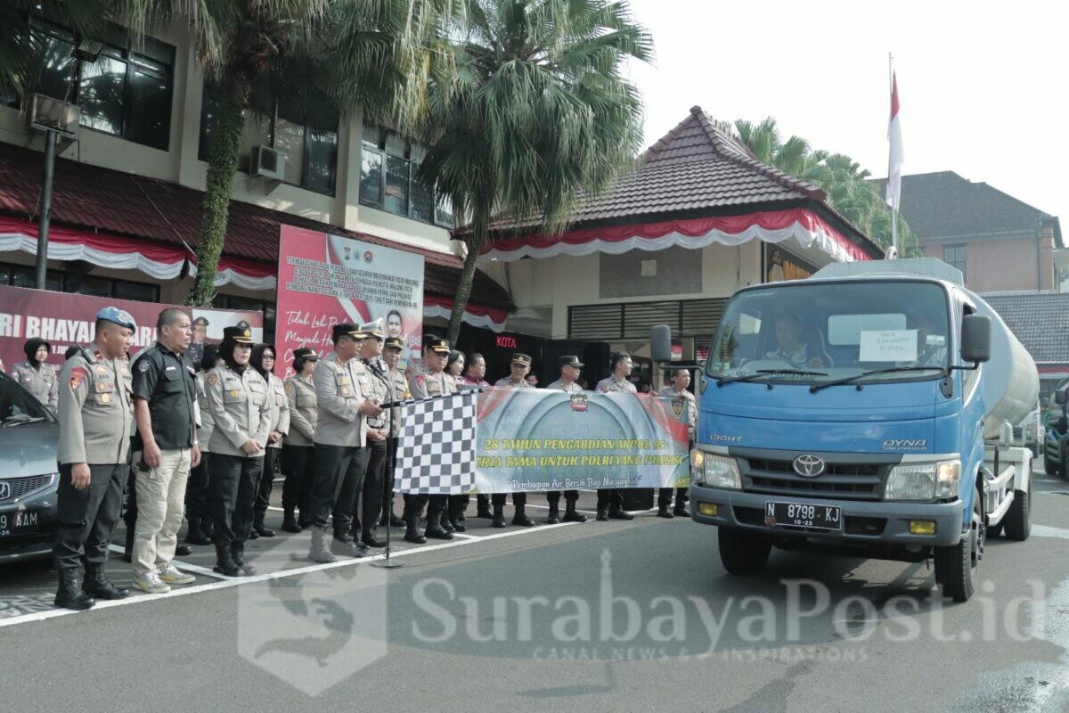 Polresta Malang Kota Distribusikan 100 Ribu Liter Air Bersih Dari Akpol 95 Patria Tama. (ist)