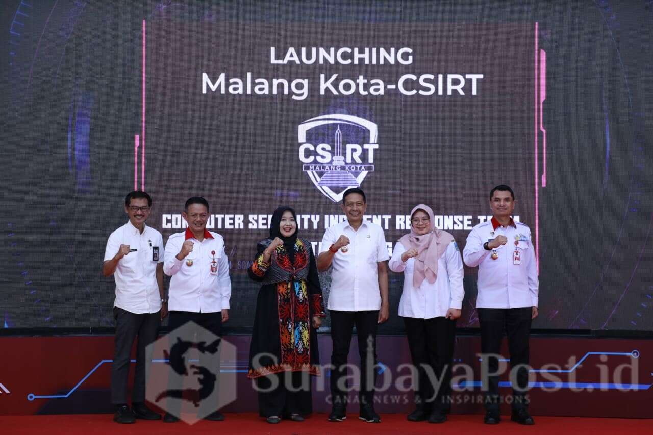 Pj. Walikota Malang Launching Malangkota-CSIRT Guna Awasi Keamanan Siber Terhadap Sistem Elektronik Pemkot Malang. (Dok. Prokompim Setda Kota Malang)