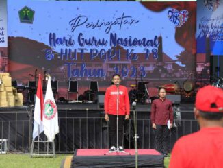 Peringatan Hari Guru, Pj. Walikota Malang, Wahyu Hidayat menyampaikan pesan agar teruslah berinovasi dan bertransformasi. (Dok. Prokompim)