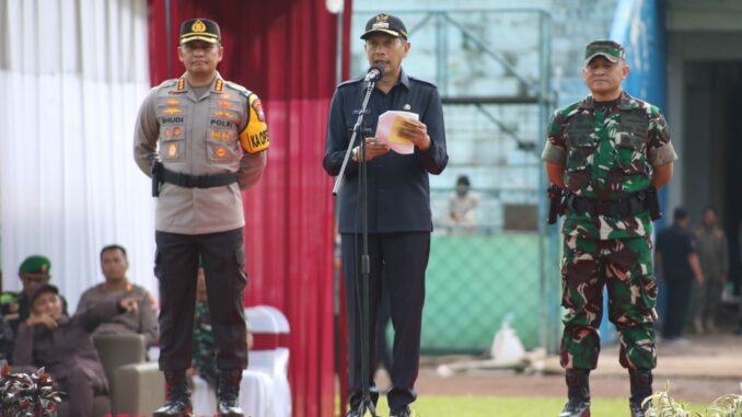 Pj. Walikota Wahyu Hidayat: Seluruh Personel Siap Amankan Pemilu 2024. (Dok. Prokompim)
