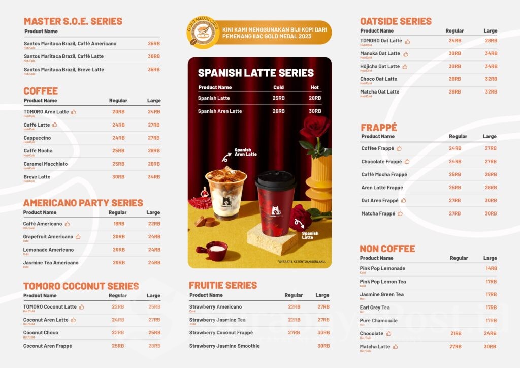 Varian menu dengan Harga terjangkau di Store Tomoro Coffee di Heritage Kayutangan