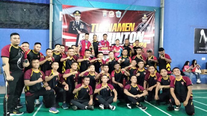 Tim Brimob Ampeldento, Juarai Turnamen Badminton Piala Kapolresta Malang Kota 2024, Rabu (29/05/2024)