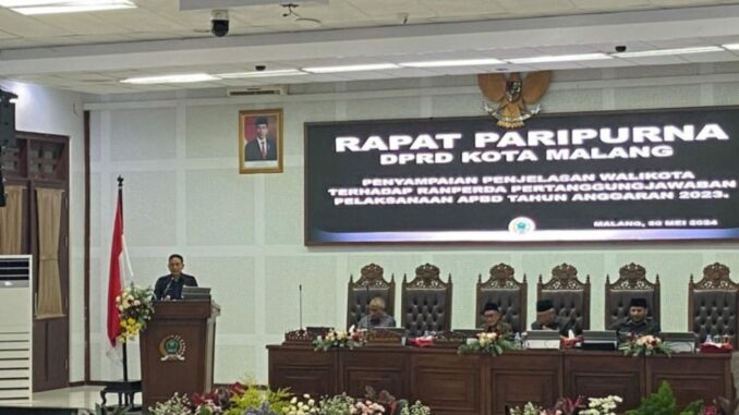 Suasana Rapat Paripurna penyampaian penjelasan Wali Kota Malang, Kamis (30/05/2024)