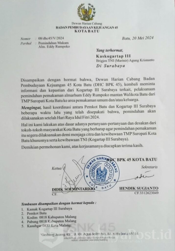 Surat dari DHC PPK 45 Kota Batu