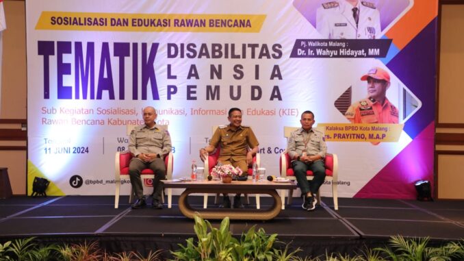 Pj. Walikota Malang, Wahyu Hidayat ajak kelompok rentan pahami resiko bencana. (Sumber Prokompim)