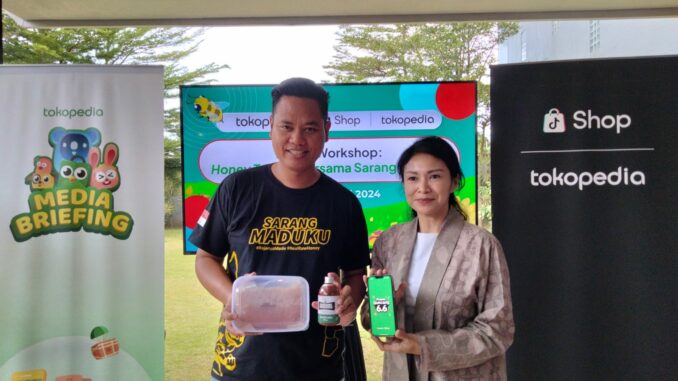 Kisah sukses Andoni Pridatama owner Sarang Maduku, produsen madu dari Malang bersama Tokopedia dan ShopTokopedia, Senin (03/06/2024)