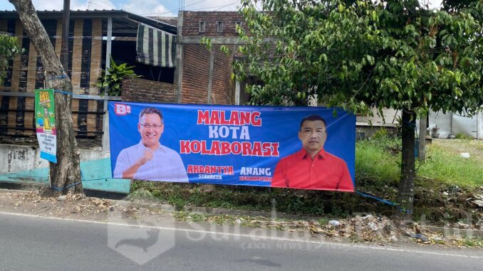 Penampakan baliho Ardantya Syahreza dan Anang Hermansyah disejumlah lokasi di Kota Malang. (istimewa)