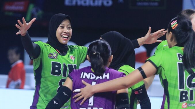 Megawati dkk berhasil menang telak 3-1 dengan rincian skor, set pertama 25-15, set kedua 24-26, set ketiga 25-23 dan set keempat 25-21. (ist)