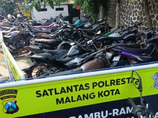 Polresta Malang Kota mengamankan 99 Motor dari hasil Operasi balap liar dan knalpot tidak sesuai spesifikasi teknis. (Sumber Humas Polresta)
