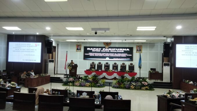 Suasana rapat Paripurna DPRD Kota Malang terkait Ranperda perubahan APBD 2024, Senin (05/08/2024)