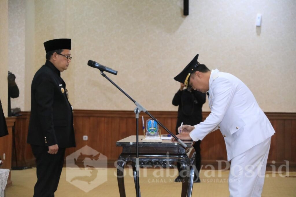 Pelantikan dipimpin oleh Pj Gubernur Jawa Timur, Adhy Karyono, A.Ks, M.AP, di Gedung Negara Grahadi Surabaya, Jawa Timur. (Sumber Prokompim)