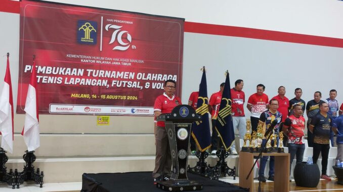 Turnamen dibuka langsung oleh Kakanwil Kemenkumham Jatim, Heni Yuwono, di Unggul Sport Center Malang. (Sumber L,Sima)