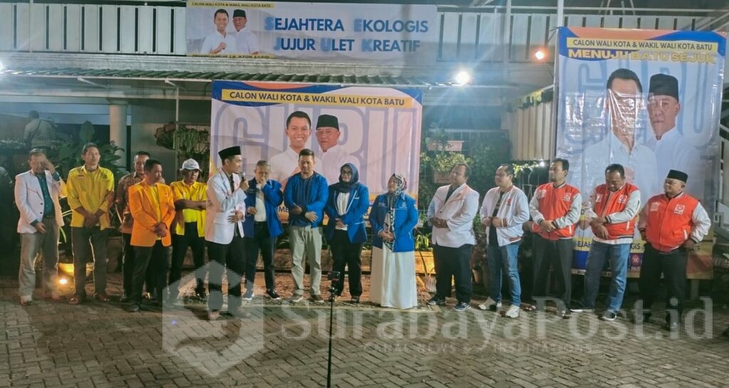 Para pimpinan Partai Kota Batu, Partai Golkar, Demokrat, PAN dan PKS pengusung Paslon Pilkada Firhando Gumelar - H .Rudi