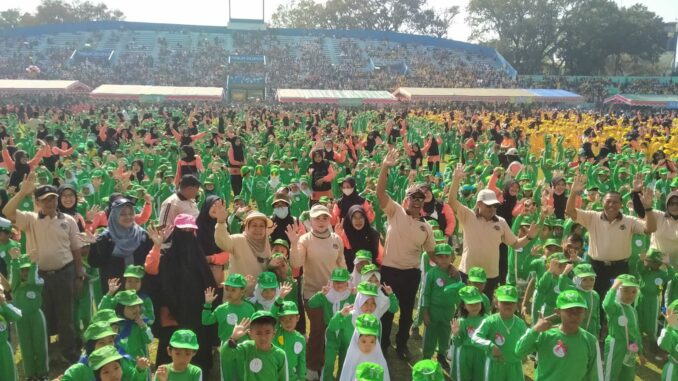 Ribuan anak TK dan PAUD meriahkan gelaran HAN 2024 Disdikbud Kota Malang, di Stadion Gajayana Malang, Jawa Timur, Sabtu (21/09/2024)