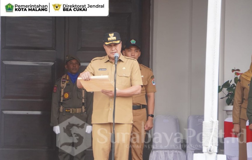 Pj, Walikota Malang, Iwan Kurniawan, ST, MM saat memberikan sambutan