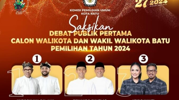 Jadwal Debat Tiga Paslon Pilkada Kota Batu 2024 (Ist)