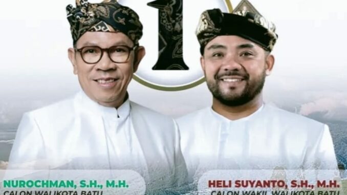 Paslon Walikota dan Wakil Walikota Batu nomor urut 1, Nurochman dan Heli Suyanto (Ist)