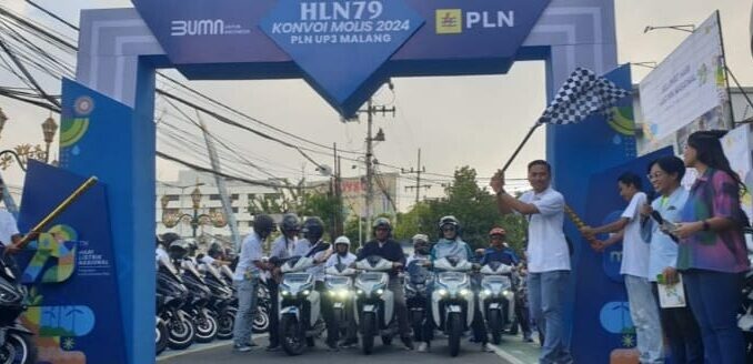 Peringati HLN ke-79, PLN UP3 Malang Gelar Konvoi Motor Listrik, Jumat 25 Oktober 2024. (ist)