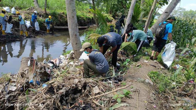 Semangat Kebudiutamaan! Mahasiswa Universitas IBU Bersih-Bersih Dam Sembujo, Desa Sukoharjo, Kepanjen, Kabupaten Malang Jawa Timur. (Sumber Humas UIBU)