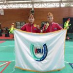 Rahman Maulana dan Ahmad Ramadhani, atlet Pencak Silat UIBU di Kategori Ganda Putra peraih medali emas Pomprov Jatim, Minggu (01/06/2025).