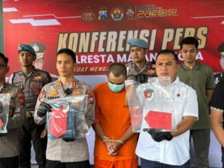 Polresta Malang Kota saat merilis hasil ungkap pelaku pembegalan motor ojol, Selasa (10/6/2025).