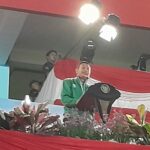 Pembukaan Porprov IX Jatim 2025: Walikota Malang Sampaikan Visi Misi Dasa Bakti Unggulan, Sabtu (28/06/2025) malam.