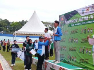 Salah satu atlet penyumbang medali emas Cabor atletik Kota Malang Cabor atletik, Jumat 4 Juli 2025.