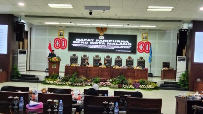 Rapat paripurna penyampaian laporan hasil pembahasan Banggar terhadap Ranperda tentang Perubahan APBD Tahun Anggaran 2025, Kamis (11/9/2025)