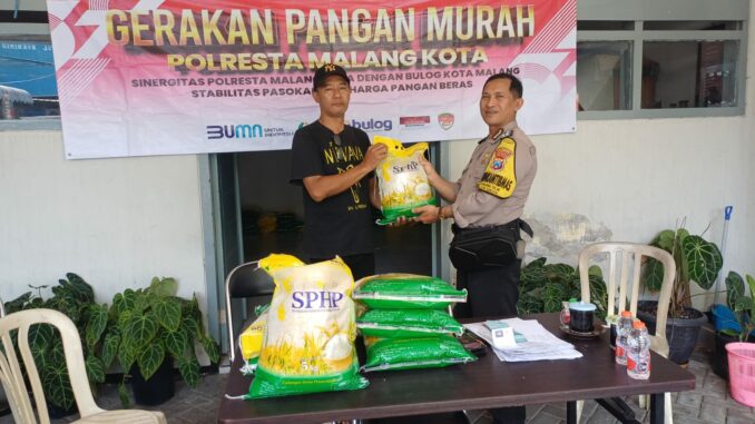 Polresta Malang Kota Hadirkan Gerakan Pangan Murah, Warga Tanjungrejo Nikmati Beras SPHP Rp 55.000/Sak. (ist).