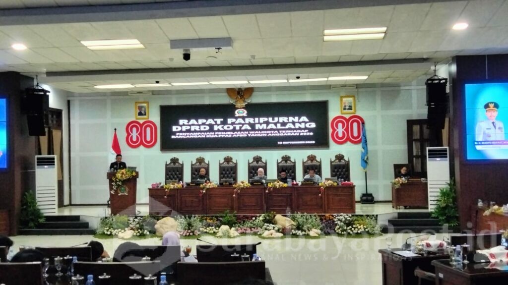 Rapat paripurna digelar di ruang sidang DPRD Kota Malang.