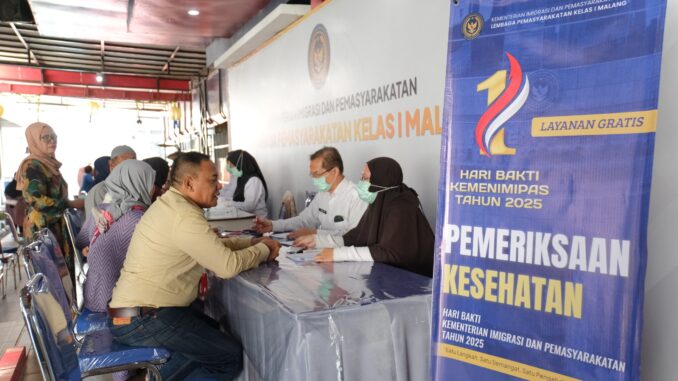 Lapas Kelas 1 Malang Rayakan Hari Bakti Kemenimipas dengan Pelayanan Kesehatan Gratis, Rabu 19 November 2025. (Sumber L'SIMA).