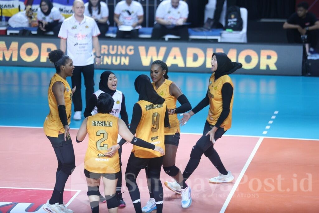 Popsivo Polwan Tumbangkan Phonska Plus dalam Pertandingan Dramatis di GOR Ken Arok Malang, Jumat 7 Februari 2026. (Foto: PROLIGA/istimewa).
